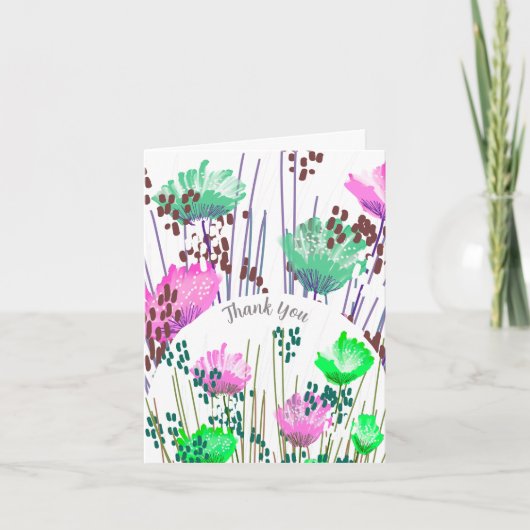 Abstracte Bloemige Botanische Bedankkaart (Voorkant)