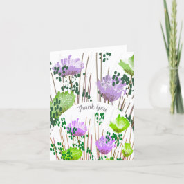 Abstracte Bloemige Botanische Bedankkaart