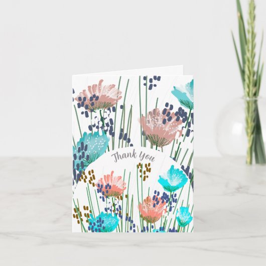 Abstracte Bloemige Botanische Bedankkaart (Voorkant)