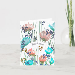 Abstracte Bloemige Botanische Bedankkaart