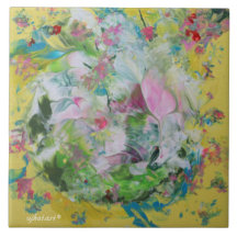 Abstracte bloemige keramische Tegel