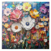 Abstracte bloemige keramische Tegel Tegeltje (Voorkant)