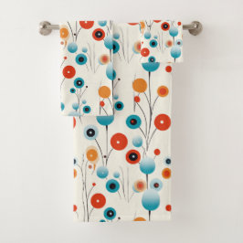 Abstracte bloemige moderne botanische retrobloem bad handdoek