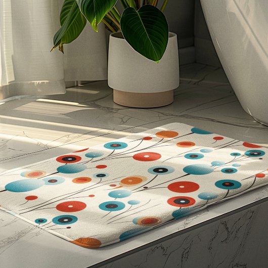 Abstracte bloemige moderne botanische retrobloem badmat