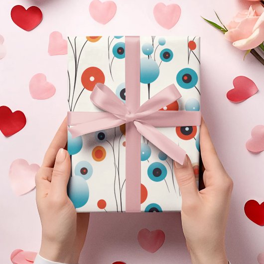 Abstracte bloemige moderne botanische retrobloem cadeaupapier