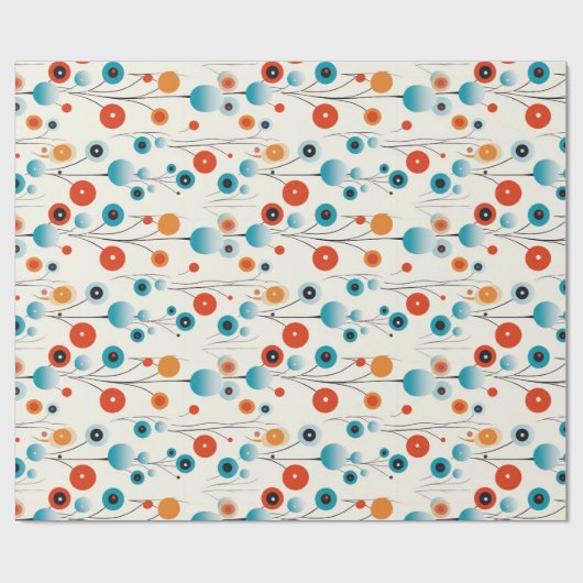 Abstracte bloemige moderne botanische retrobloem cadeaupapier (Vlak)