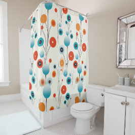 Abstracte bloemige moderne botanische retrobloem douchegordijn