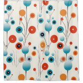 Abstracte bloemige moderne botanische retrobloem douchegordijn (Voorkant)