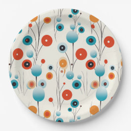 Abstracte bloemige moderne botanische retrobloem papieren bordje