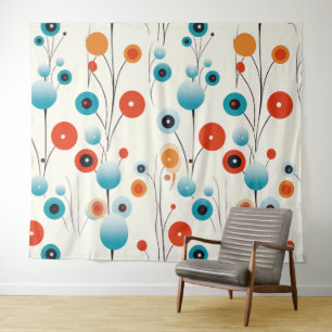 Abstracte bloemige moderne botanische retrobloem wandkleed