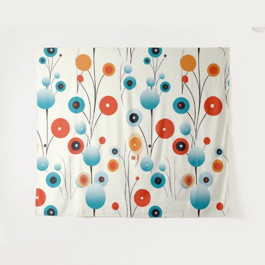 Abstracte bloemige moderne botanische retrobloem wandkleed (Voorkant (horizontaal))