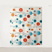 Abstracte bloemige moderne botanische retrobloem wandkleed (Voorkant)