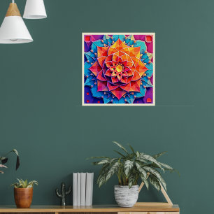Abstracte Bloemige Prisma Energie Print Kunst