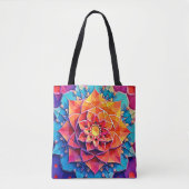 Abstracte Bloemige Prisma Energie Print Kunst Tote Bag (Voorkant)