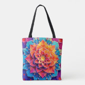 Abstracte Bloemige Prisma Energie Print Kunst Tote Bag (Achterkant)