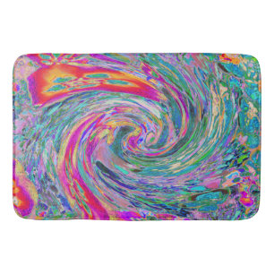 Abstracte Bloemige Psychedelische Regenboog Kleure Badmat