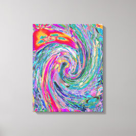 Abstracte Bloemige Psychedelische Regenboog Kleure Canvas Afdruk