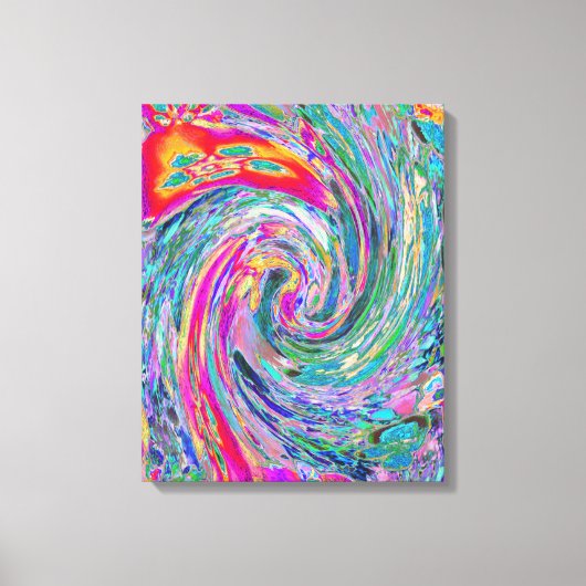 Abstracte Bloemige Psychedelische Regenboog Kleure Canvas Afdruk (Voorkant)