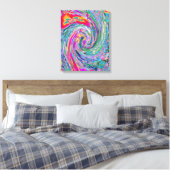 Abstracte Bloemige Psychedelische Regenboog Kleure Canvas Afdruk (Insitu (Slaapkamer))