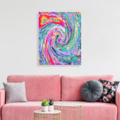 Abstracte Bloemige Psychedelische Regenboog Kleure Canvas Afdruk (Insitu (Woonkamer))