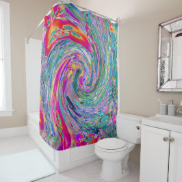Abstracte Bloemige Psychedelische Regenboog Kleure Douchegordijn