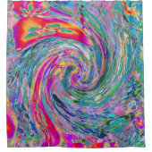 Abstracte Bloemige Psychedelische Regenboog Kleure Douchegordijn (Voorkant)