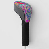 Abstracte Bloemige Psychedelische Regenboog Kleure Golfheadcover (Schuin)