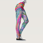 Abstracte Bloemige Psychedelische Regenboog Kleure Leggings (Rechts)