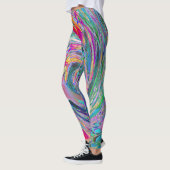 Abstracte Bloemige Psychedelische Regenboog Kleure Leggings (Links)