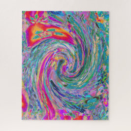 Abstracte Bloemige Psychedelische Regenboog Kleure Legpuzzel