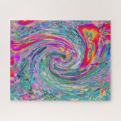Abstracte Bloemige Psychedelische Regenboog Kleure Legpuzzel (Horizontaal)