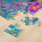 Abstracte Bloemige Psychedelische Regenboog Kleure Legpuzzel (Zijkant)