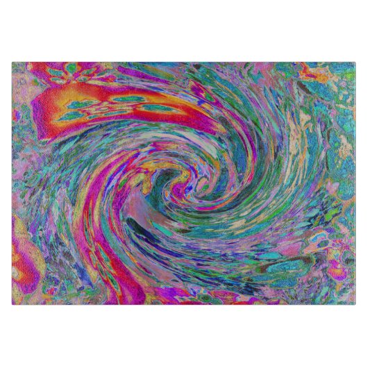 Abstracte Bloemige Psychedelische Regenboog Kleure Snijplank (Voorkant)