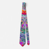 Abstracte Bloemige Psychedelische Regenboog Kleure Stropdas (Voorkant)