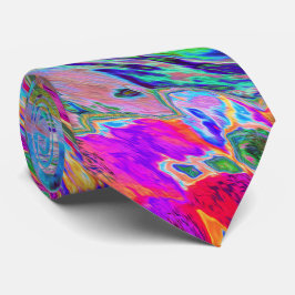 Abstracte Bloemige Psychedelische Regenboog Kleure Stropdas