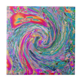 Abstracte Bloemige Psychedelische Regenboog Kleure Tegeltje
