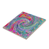 Abstracte Bloemige Psychedelische Regenboog Kleure Tegeltje (Zijkant)