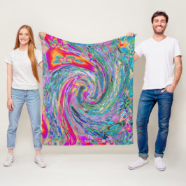 Abstracte Bloemige Psychedelische Regenboog Kleurg Fleece Deken