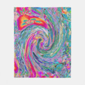 Abstracte Bloemige Psychedelische Regenboog Kleurg Fleece Deken (Voorkant)