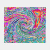 Abstracte Bloemige Psychedelische Regenboog Kleurg Fleece Deken (Voorkant (Horizontaal))