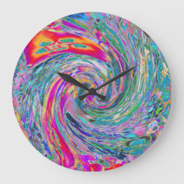 Abstracte Bloemige Psychedelische Regenboog Kleurg Grote Klok