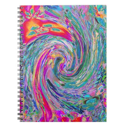 Abstracte Bloemige Psychedelische Regenboog Kleurg Notitieboek (Voorkant)
