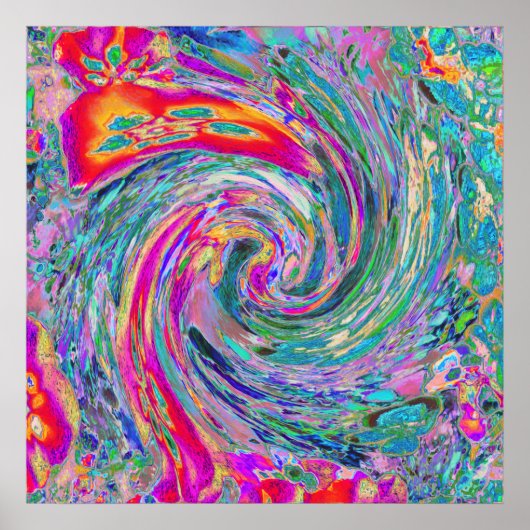 Abstracte Bloemige Psychedelische Regenboog Kleurg Poster (Voorkant)