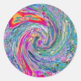 Abstracte Bloemige Psychedelische Regenboog Kleurg Ronde Sticker