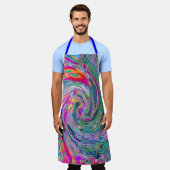Abstracte Bloemige Psychedelische Regenboog Kleurg Schort (Gedragen)