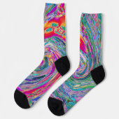 Abstracte Bloemige Psychedelische Regenboog Kleurg Sokken (Links)