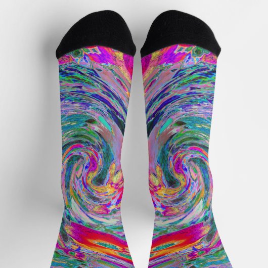 Abstracte Bloemige Psychedelische Regenboog Kleurg Sokken (Top)