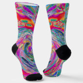 Abstracte Bloemige Psychedelische Regenboog Kleurg Sokken (Gebogen)