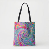 Abstracte Bloemige Psychedelische Regenboog Kleurg Tote Bag (Voorkant)