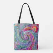 Abstracte Bloemige Psychedelische Regenboog Kleurg Tote Bag (Achterkant)